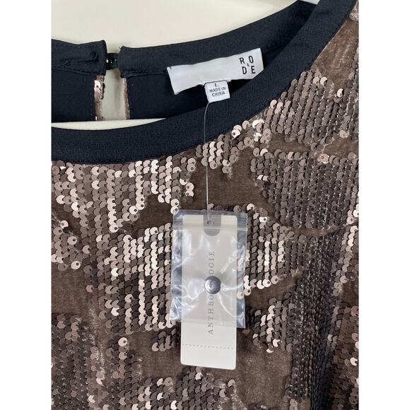 Anthropologie X RO & DE Andi Sequined Velvet Tee Shift Dress Holiday Party NEW - Picture 8 of 11